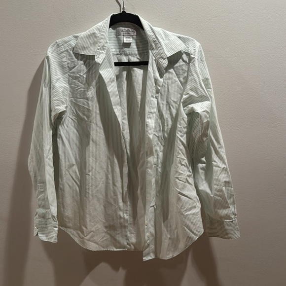 Brooks Brothers Women's green pinstriped Button up Shirt Size 4 - Picture 2 of 6